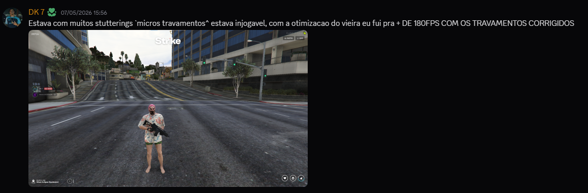 Cliente a +180 FPS sem travamentos